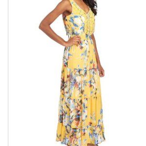 rhinestone nwt chiffon prelude maxi floral dress